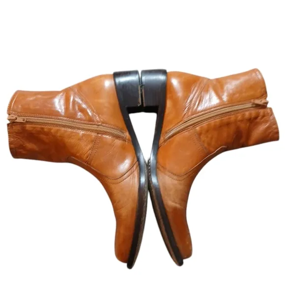 Antonio Melani Tan Leather Ankle Boots Womens Leather Boot Size 7.5