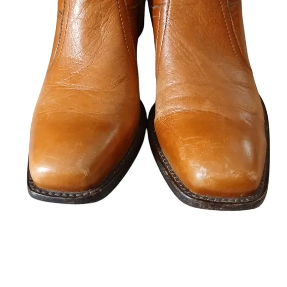 Antonio Melani Tan Leather Ankle Boots Womens Leather Boot Size 7.5