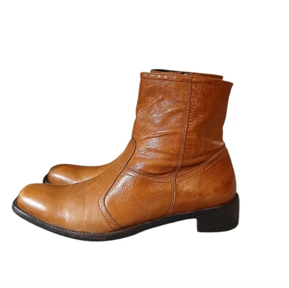 Antonio Melani Tan Leather Ankle Boots Womens Leather Boot Size 7.5
