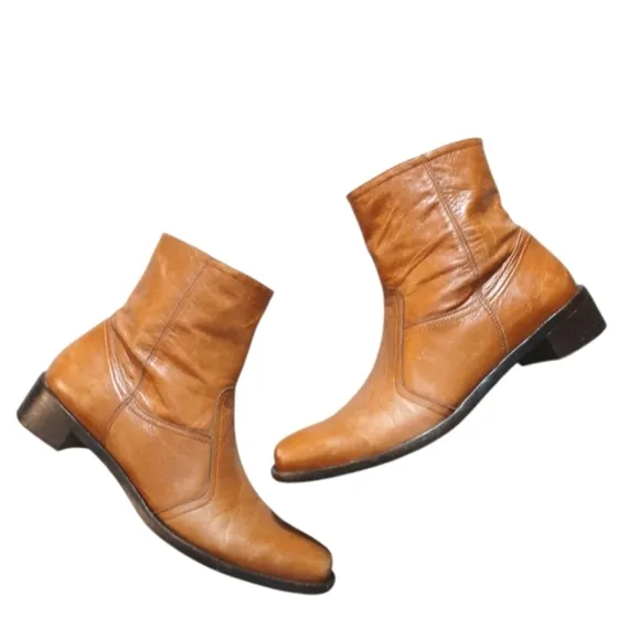 Antonio Melani Tan Leather Ankle Boots Womens Leather Boot Size 7.5