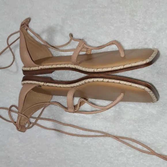 Antonio Melani X The Nat Note Leather Ankle Wrap Thong Sandals Size 8.5