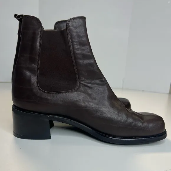 Aquatalia Dark Brown Leather Chelsea Boots Size 8.5 Made in Italy