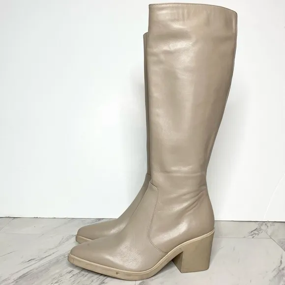 Aquatalia Pointed Toe Leather Tall Boot 7 1/2