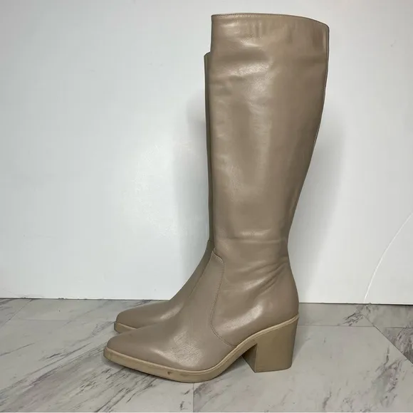 Aquatalia Pointed Toe Leather Tall Boot 7 1/2