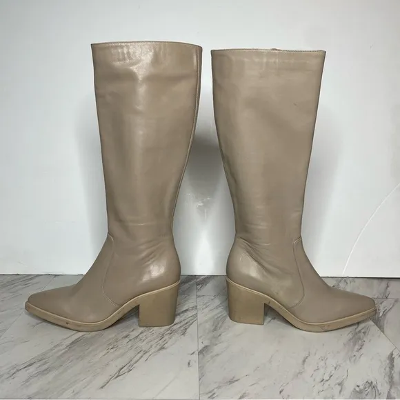 Aquatalia Pointed Toe Leather Tall Boot 7 1/2