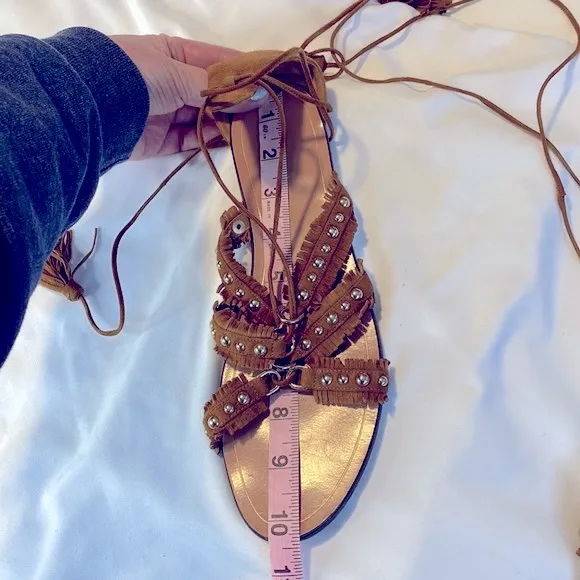 Aquazurra Tulum Suede Studded Gladiator Sandals