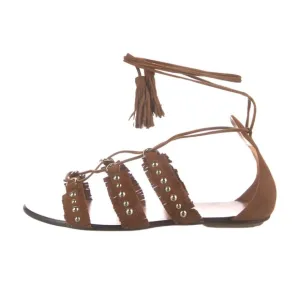 Aquazurra Tulum Suede Studded Gladiator Sandals