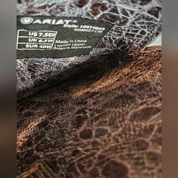 Ariat Black and Brown Western Boots with Feather Motifs