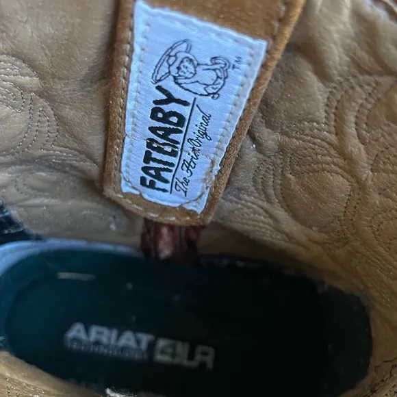 ARIAT FATBABY Boots Ostrich Print and Suede Leather Western Boots Size 5.5