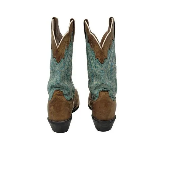 Ariat Leather Cowboy Boots 6B Round Up Outfitter Teal Brown Square Toe Rodeo