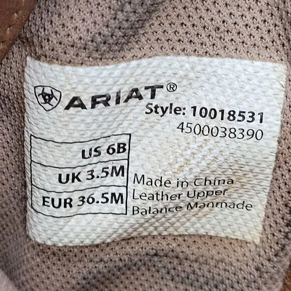 Ariat Leather Cowboy Boots 6B Round Up Outfitter Teal Brown Square Toe Rodeo