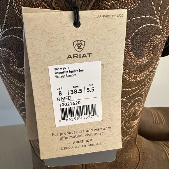 Ariat Round Up Square Toe Western Boot Women’s Healed Cowgirl 🤠 Country Sz 8