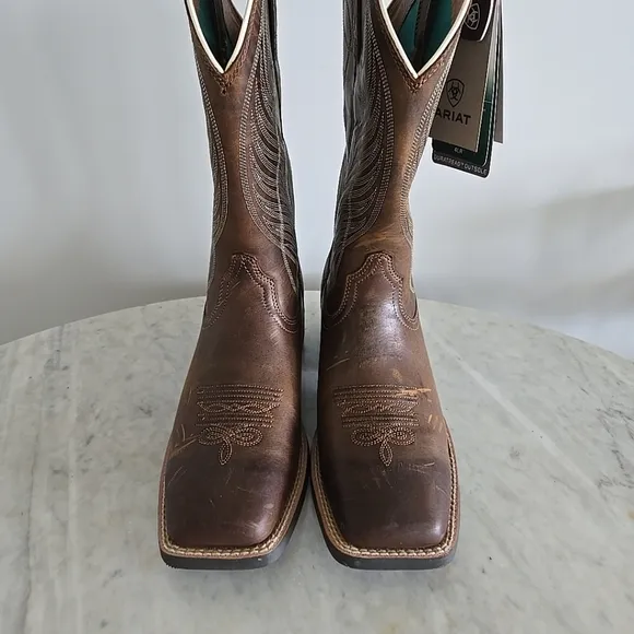Ariat Womens Round Up Square Toe Brown Western Boots 8.5B Style 10018528