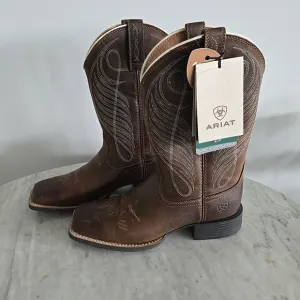 Ariat Womens Round Up Square Toe Brown Western Boots 8.5B Style 10018528