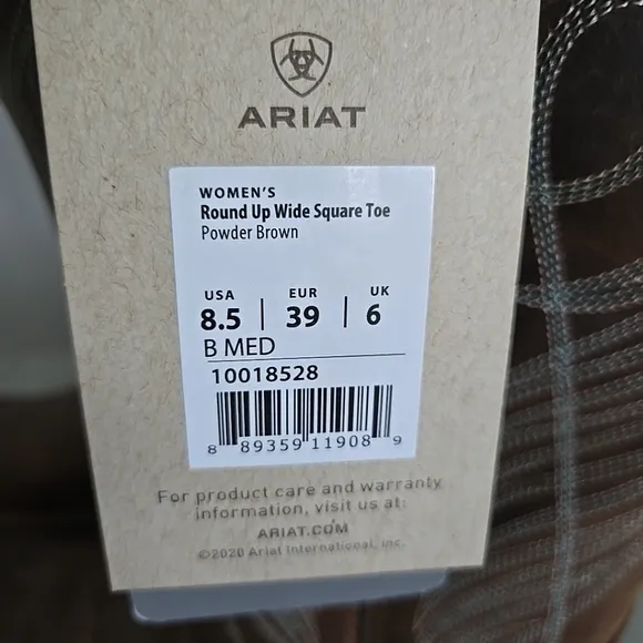 Ariat Womens Round Up Square Toe Brown Western Boots 8.5B Style 10018528