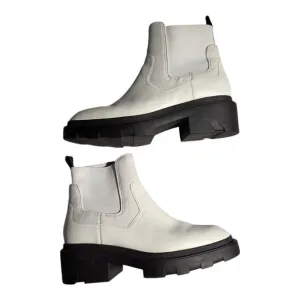 Ash Mastro White Leather Retro Chunky Lug Sole Chelsea Ankle Boots Sz 40 9.5