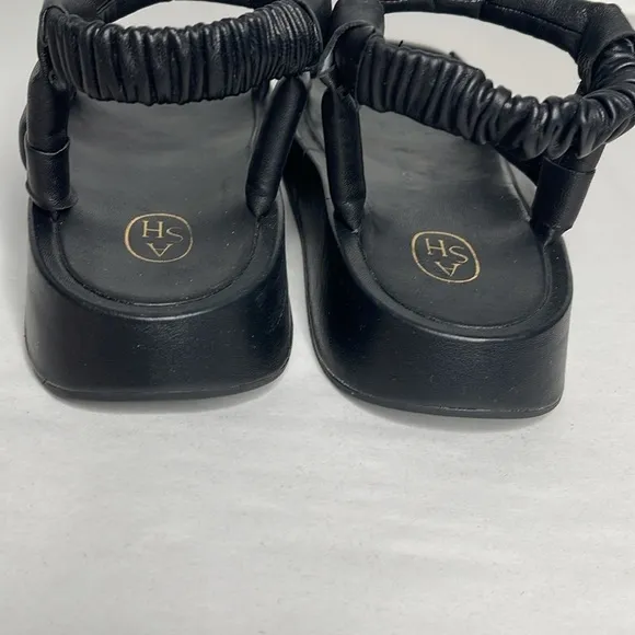 ASH Victoria Black Leather Platform Sandals Size 8