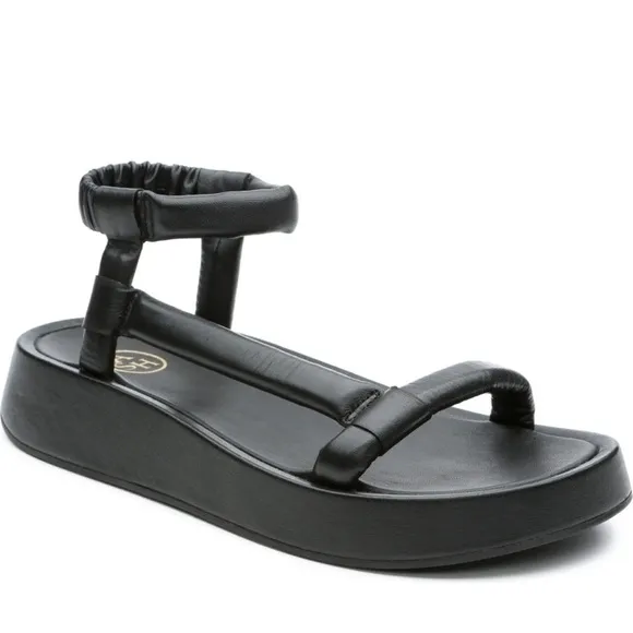 ASH Victoria Black Leather Platform Sandals Size 8