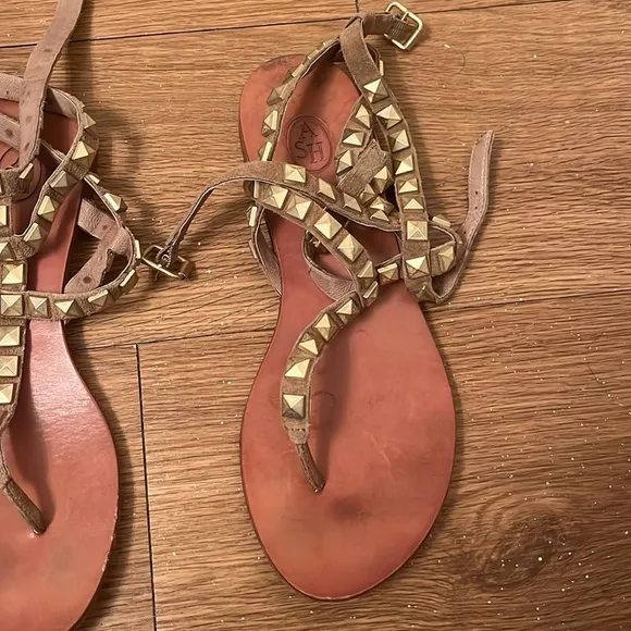 ASH Women's Gladiator Sandals Brown Leather Size 37 US SIZE 7