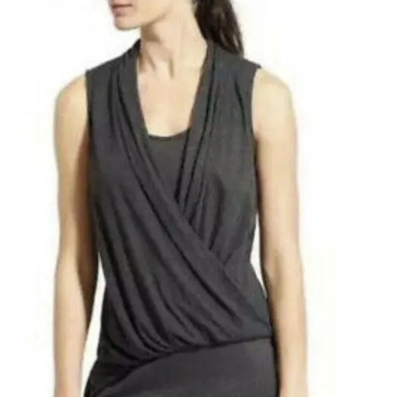 Athleta‎ Duet Gray T-shirt Sleeveless Wrap Casual Sport Dress XS