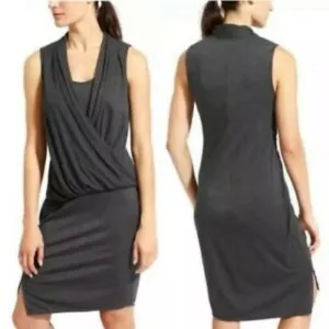 Athleta‎ Duet Gray T-shirt Sleeveless Wrap Casual Sport Dress XS