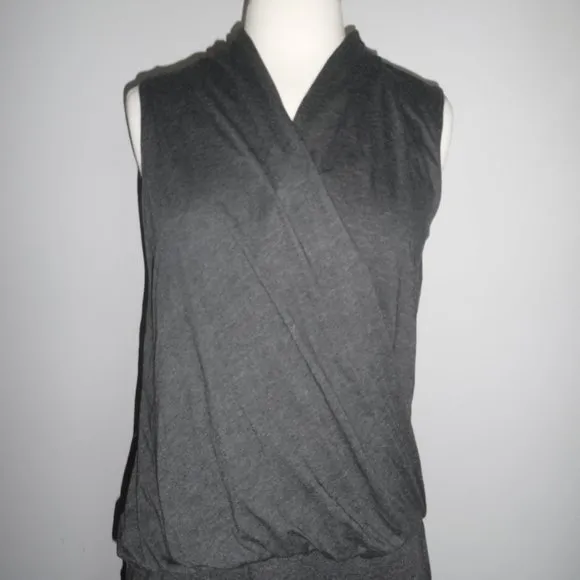 Athleta‎ Duet Gray T-shirt Sleeveless Wrap Casual Sport Dress XS