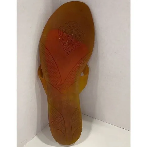 Authentic Gucci Double GG Women Rubber Flip Flops Thong Sandals Size 8