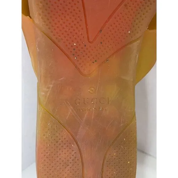 Authentic Gucci Double GG Women Rubber Flip Flops Thong Sandals Size 8
