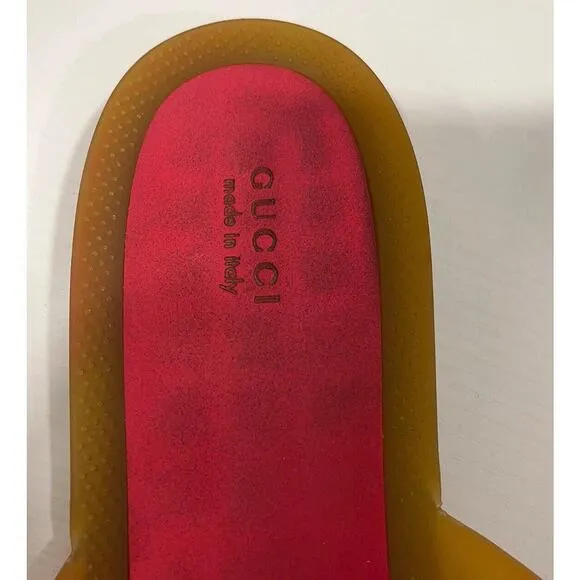 Authentic Gucci Double GG Women Rubber Flip Flops Thong Sandals Size 8