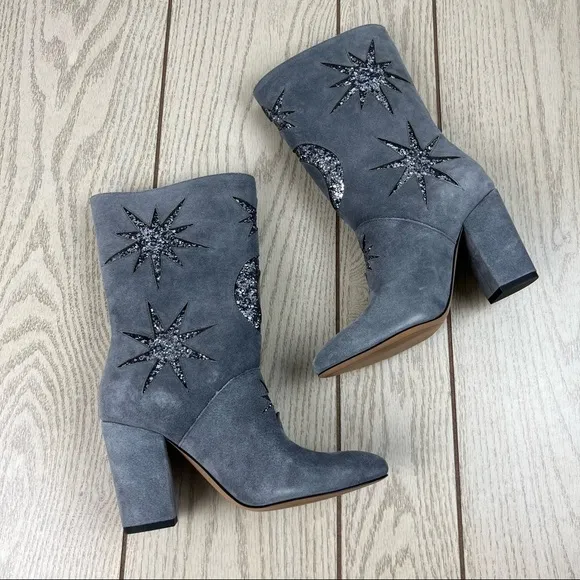 Avec Les Filles A Story Told by Joyce Azria Nikita Star Moon Boots 6M Gray