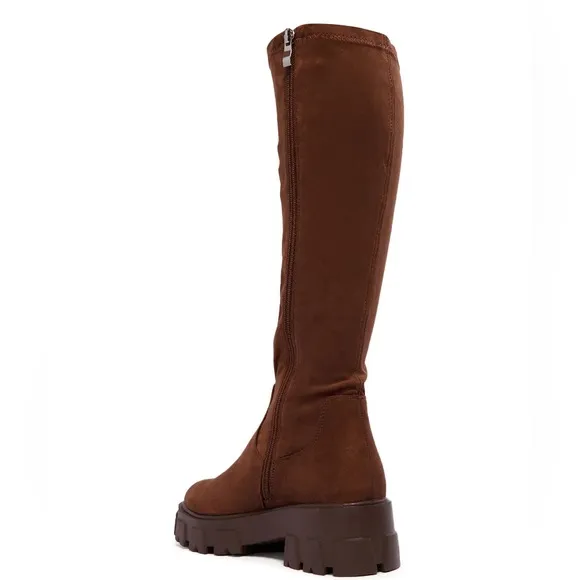 Azalea Wang Brown Suede Stretch Knee High Boots