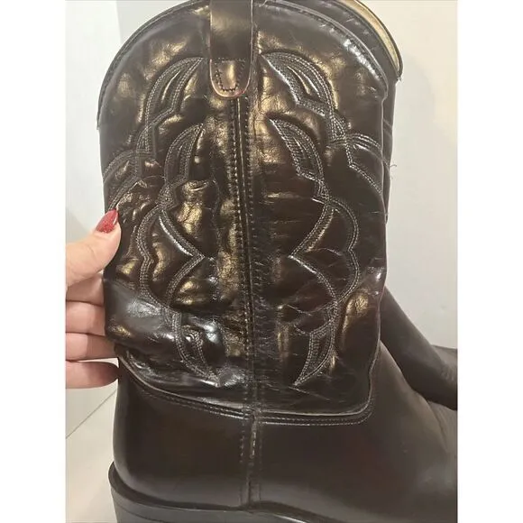 Aztec Western Cowboy Men's Boots Size‎ 13 EE 13EE Dark Red Brown Pointed Toe