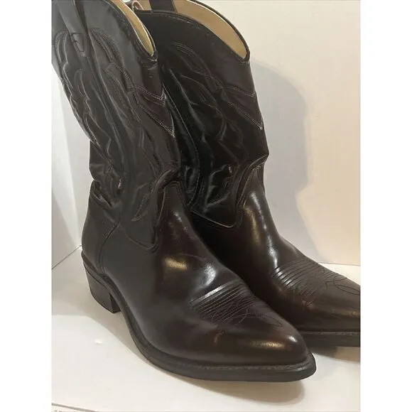 Aztec Western Cowboy Men's Boots Size‎ 13 EE 13EE Dark Red Brown Pointed Toe
