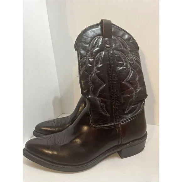 Aztec Western Cowboy Men's Boots Size‎ 13 EE 13EE Dark Red Brown Pointed Toe