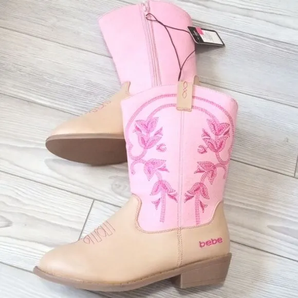 (B-3480) bebe Girls’ Cowgirl Boots – Classic Western Cowboy Boots Sz 6