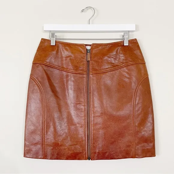 ba&amp;sh Melba Lamb Leather Zip Up Mini Skirt