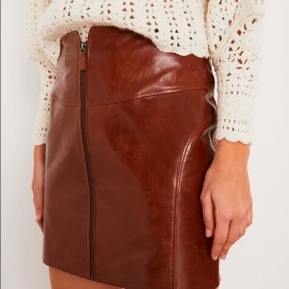 ba&amp;sh Melba Lamb Leather Zip Up Mini Skirt