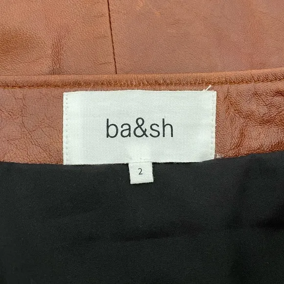 ba&amp;sh Melba Lamb Leather Zip Up Mini Skirt