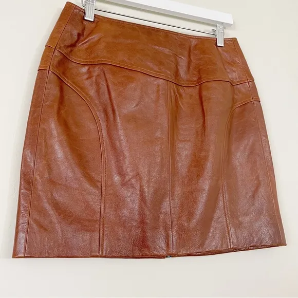 ba&amp;sh Melba Lamb Leather Zip Up Mini Skirt