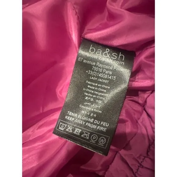 Ba&amp;sh Spencer Retro Oversized Waterproof Ski Jacket NWOT Magenta Purple Small