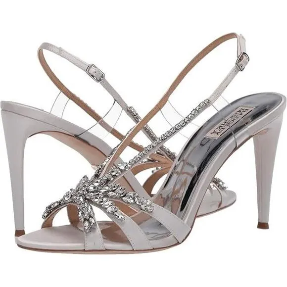 Badgley Mischka Women's Jacqueline Heeled Sandal, Soft White Satin, 9 M US