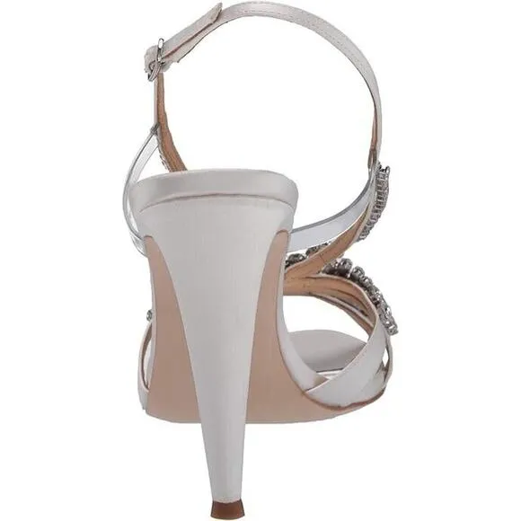 Badgley Mischka Women's Jacqueline Heeled Sandal, Soft White Satin, 9 M US