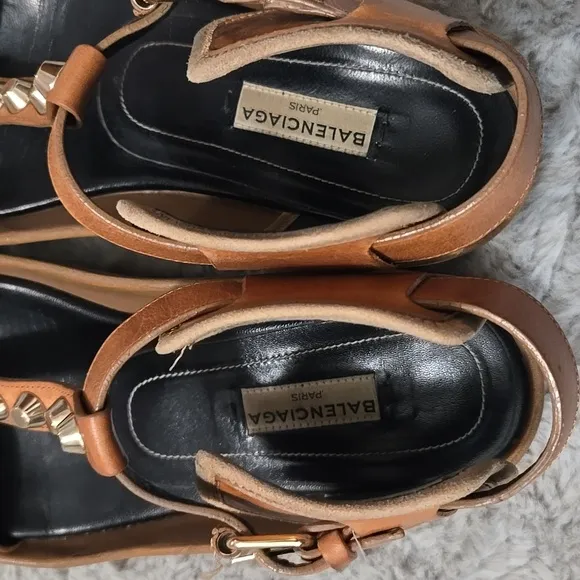 BALENCIAGA Paris genuine leather studded chunky sandals