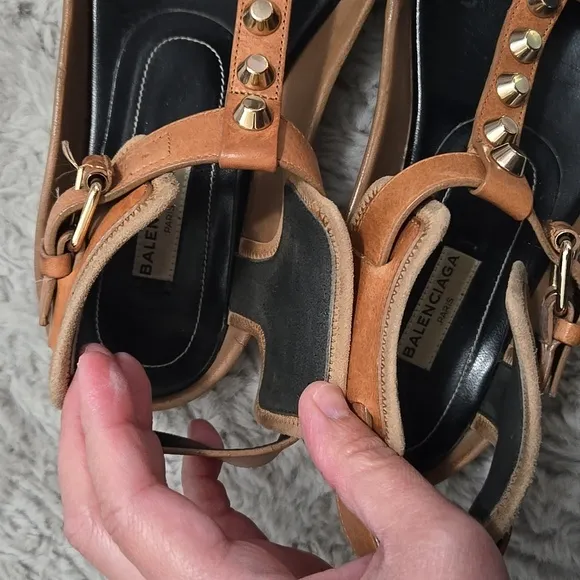 BALENCIAGA Paris genuine leather studded chunky sandals