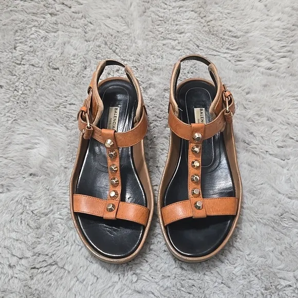BALENCIAGA Paris genuine leather studded chunky sandals