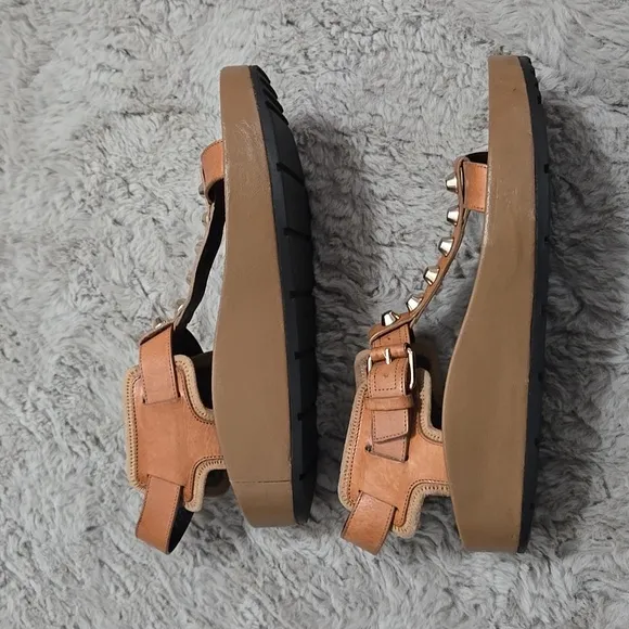 BALENCIAGA Paris genuine leather studded chunky sandals