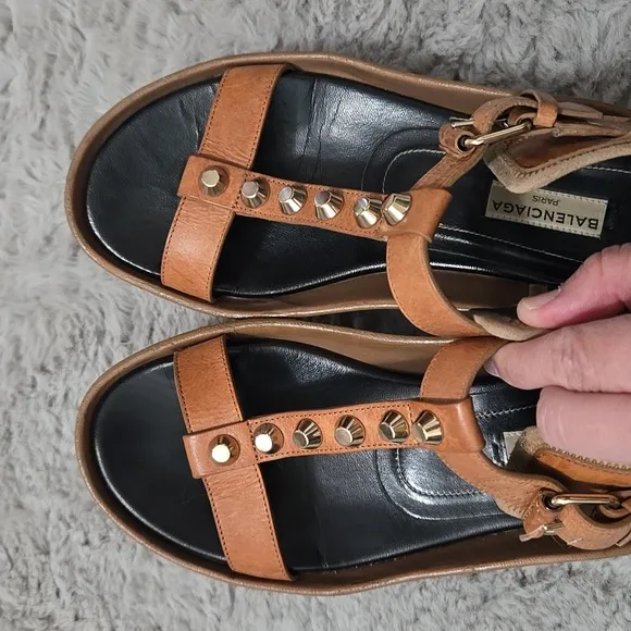 BALENCIAGA Paris genuine leather studded chunky sandals