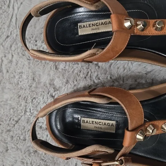 BALENCIAGA Paris genuine leather studded chunky sandals