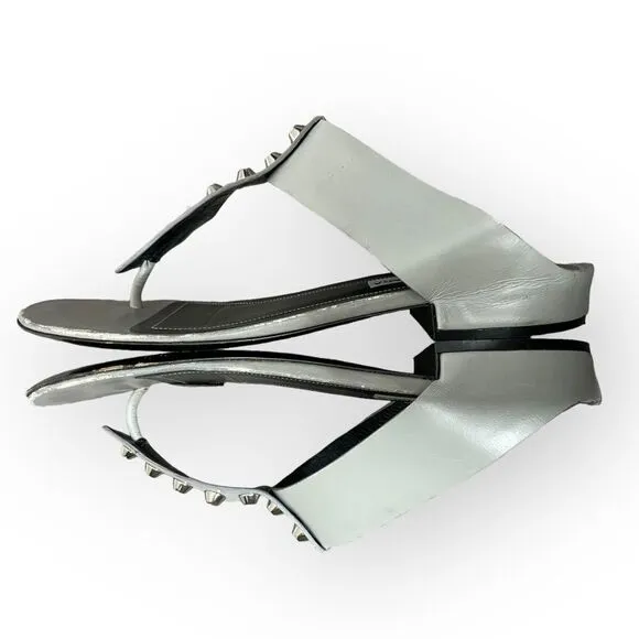Balenciaga Pearl Gray Studded Flats Size 38/ 8