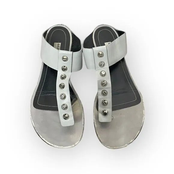 Balenciaga Pearl Gray Studded Flats Size 38/ 8